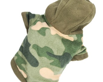 Camo Dog Hoodie, Camo Blank Dog Hoodie,  Green Camo Fleece Blank Dog Flannel Sweatshirt Personalizing Dog clothes -  Camo Dog Hoodie