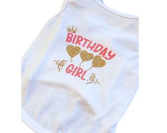 T-shirt BIRTHDAY GIRL DOG - T-shirt pour chien scintillant - T-shirt d'anniversaire pour chien - Vêtements d'anniversaire pour chien -