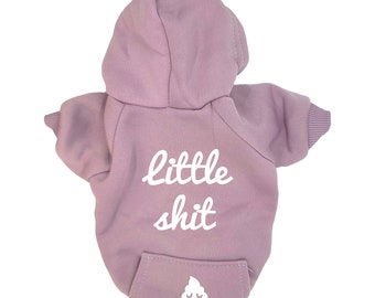 Little Shit Lavender Dog Hoodie – Sherpa Lined Cotton Blend