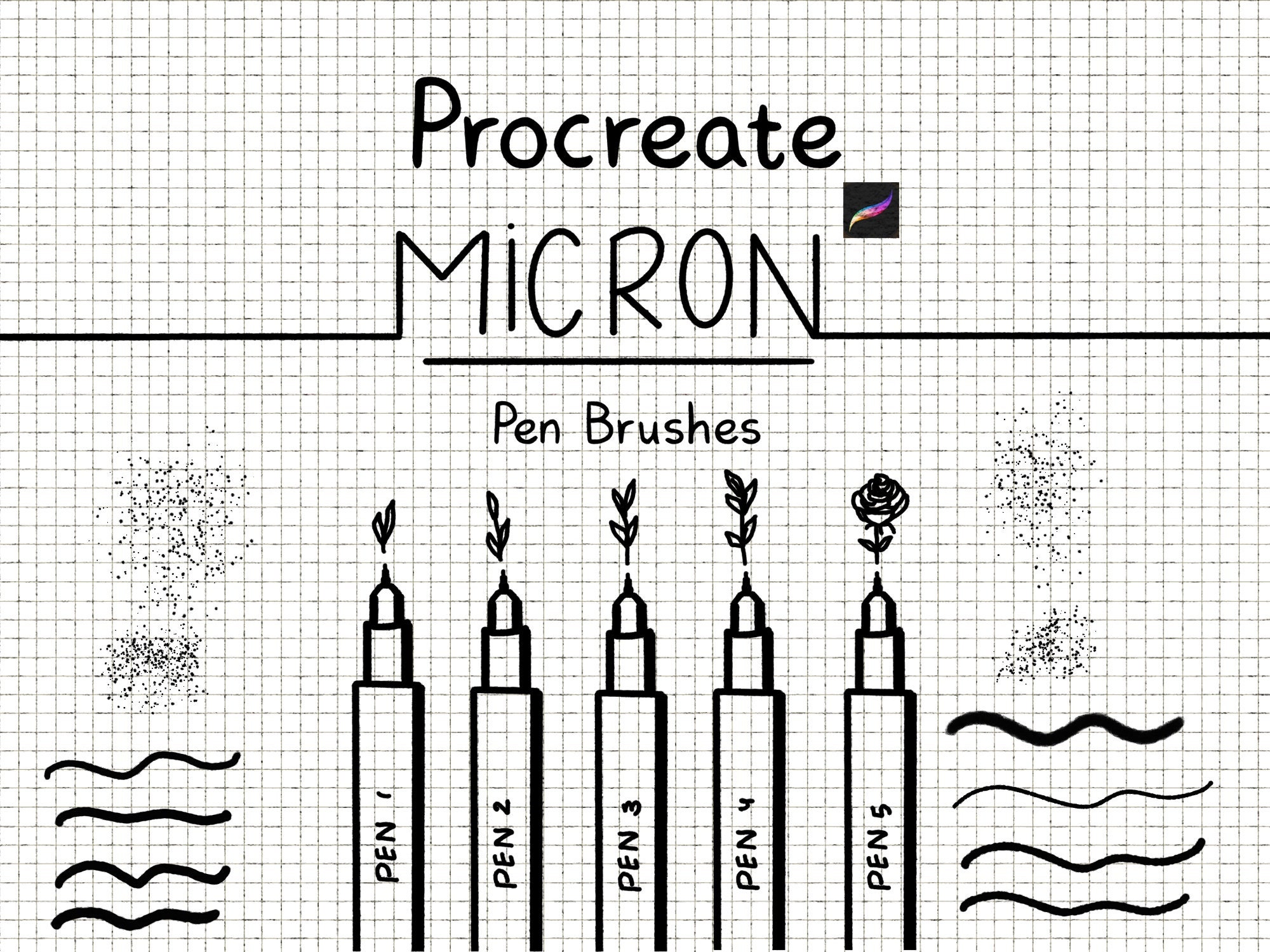 Procreate Micron Pen and Stipple Brushes Inking Brushes Instant Download 