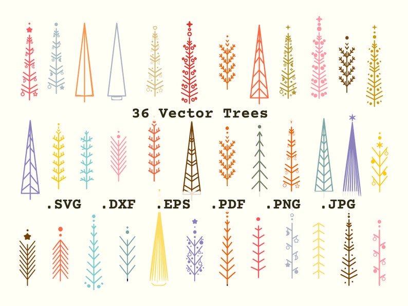 36 Vector Tree Files Pine Trees SVG DXF PNG Cutting - Etsy