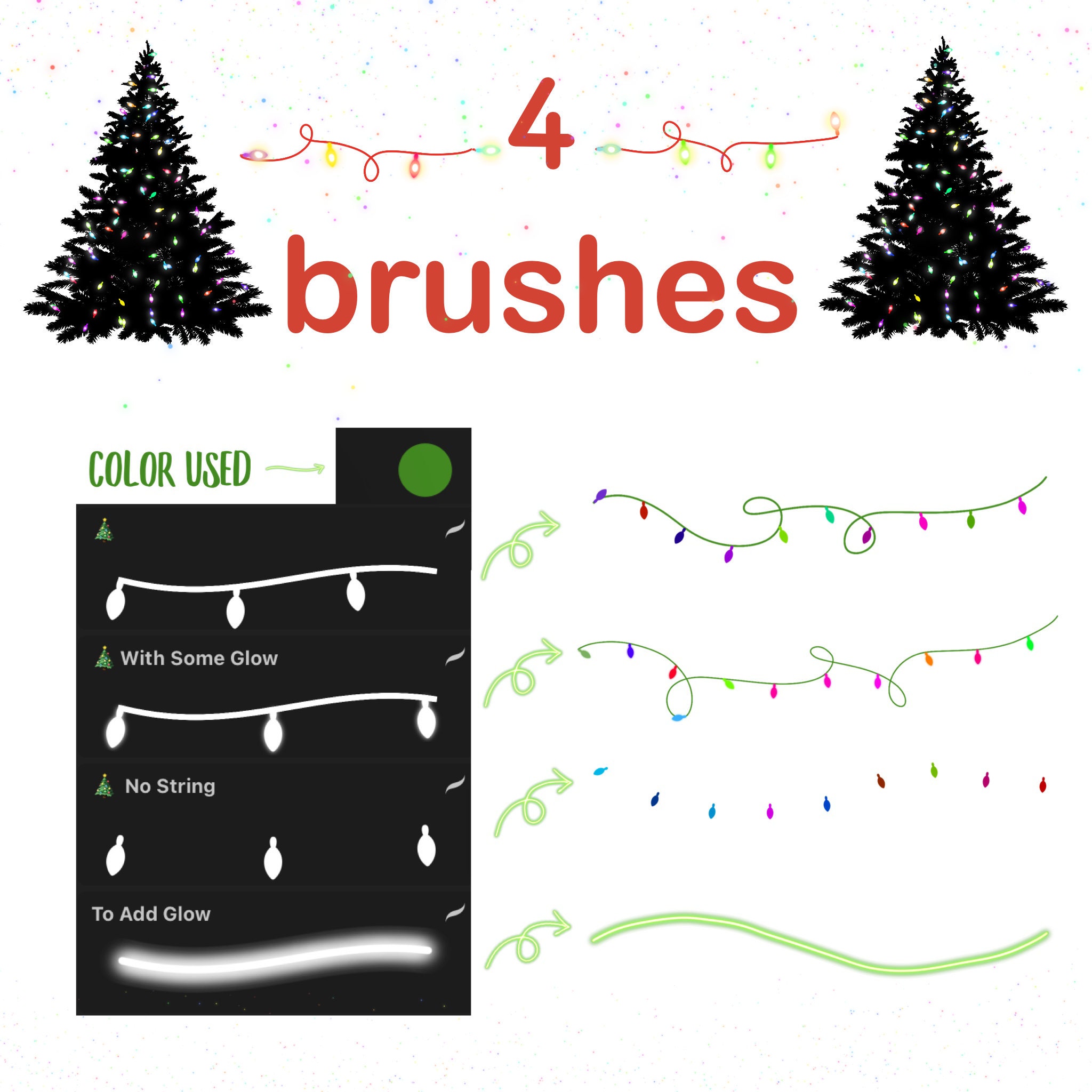 String Lights Procreate Brushes Adjustable rainbow Etsy