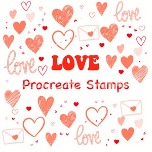 Hand-drawn style hearts & love Procreate Stamp Brushes| Digital Illustration| Instant Download|