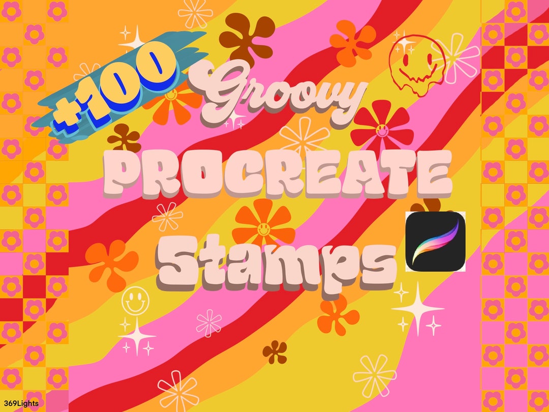 100+ Groovy Procreate Stamps & Brushes| Retro| 60s, 70s Vintage| Floral ...