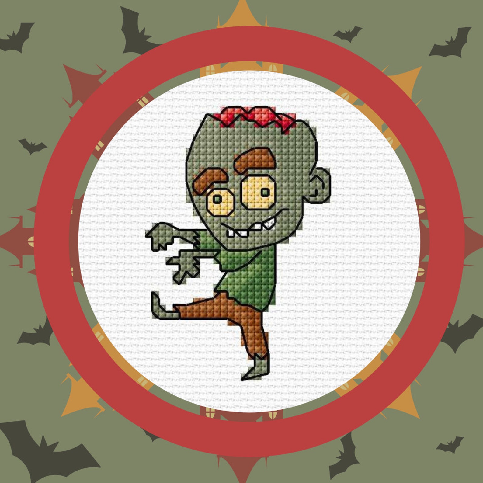 Zombie halloween cross stitch pattern pdf Etsy