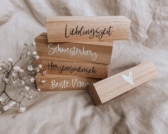 Foto- und Kartenhalter aus Holz, Postkartenhalter, Fotohalter, Kartenständer, bedruckter Holzklotz, Foto, Karten, Geschenkidee