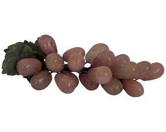 Vintage Mid Century Rose Quartz and Jade Grape Cluster - Decorative MCM