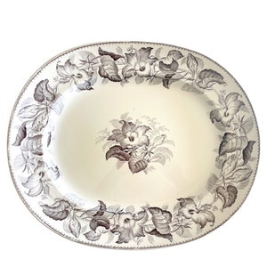 19th Century Wedgwood Large Floral Edge Platter -Mulberry  Grandmillennial / Gallery Plate Wall