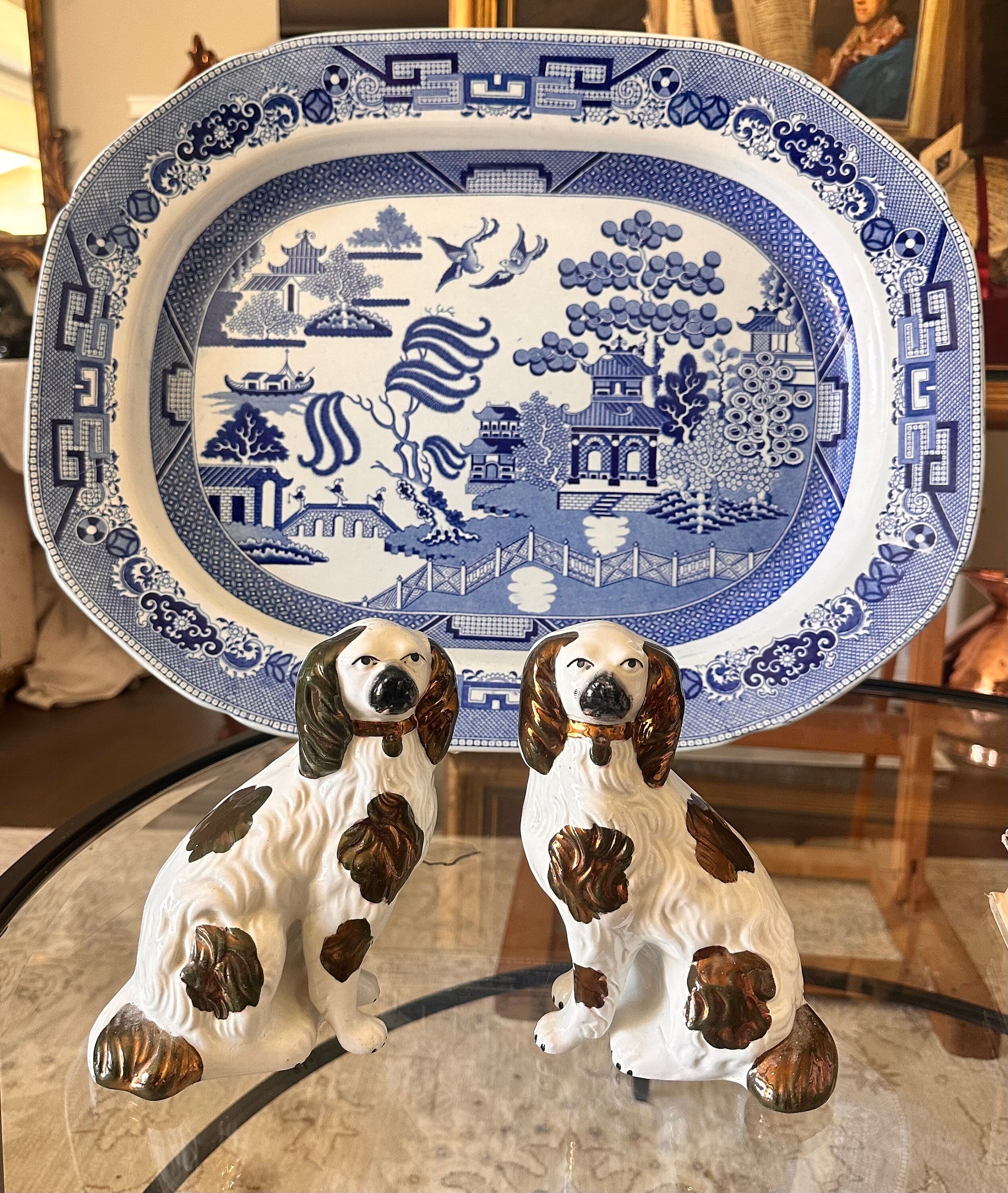 Massive 19th Century Blue Willow Meat Platter 21