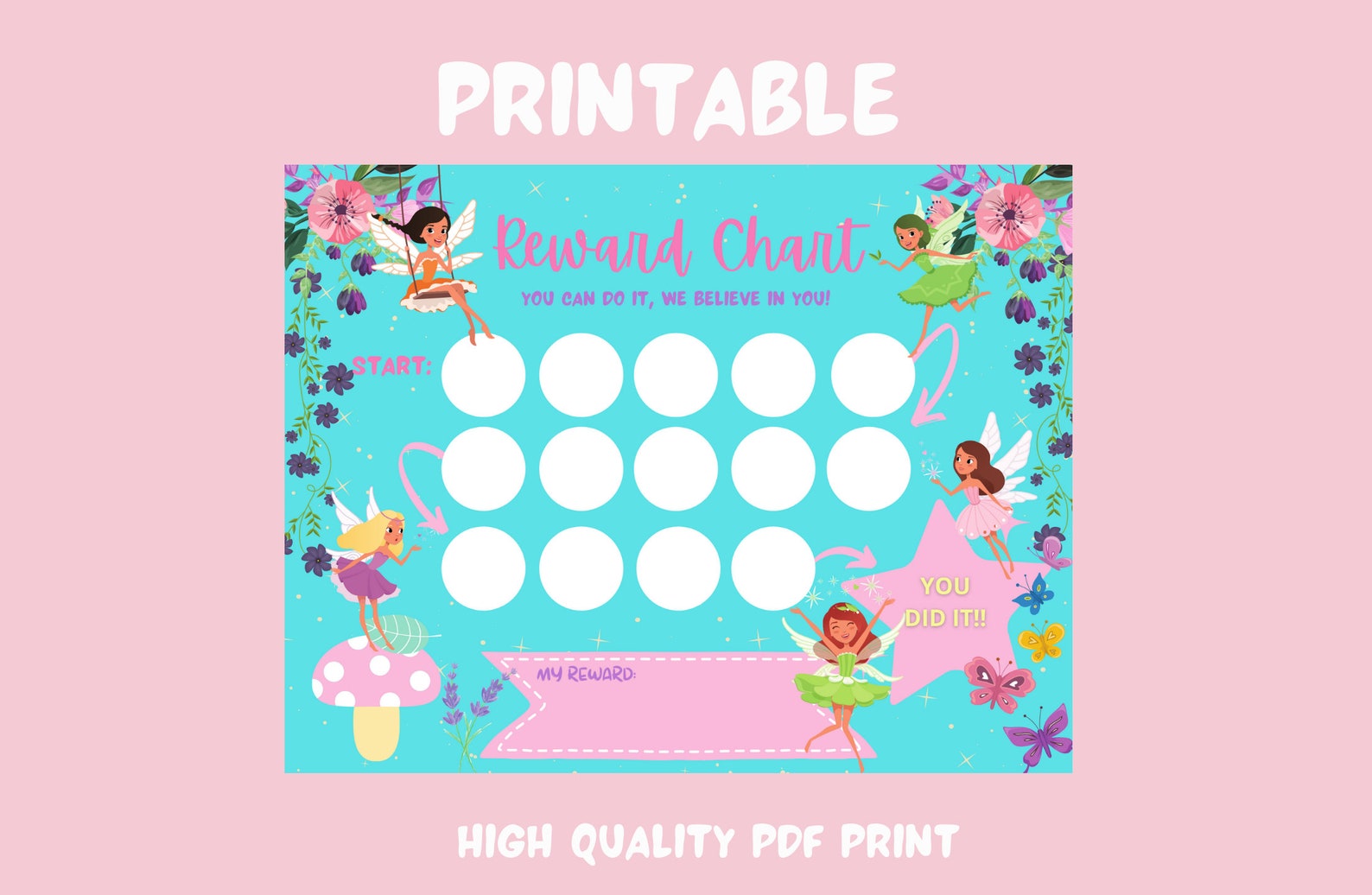Fairy Wonderland Reward Chart Printable Reward Chart - Etsy New Zealand