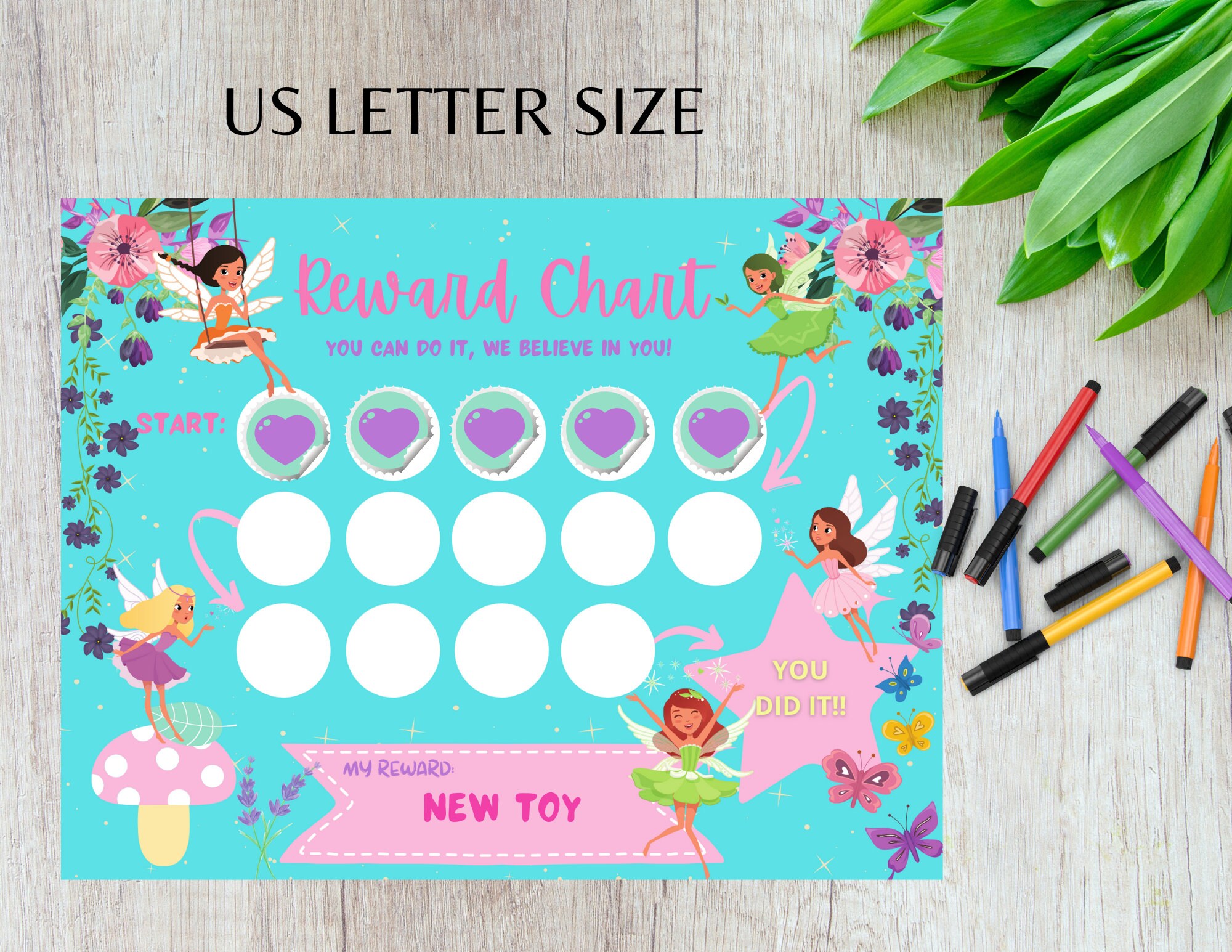 Fairy Wonderland Reward Chart Printable Reward Chart Etsy