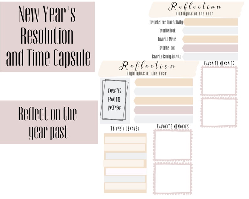 Time Capsule, New Year Resolutions Printable, Goal Planning, Resolutions , New Year Printable, Planner, Digital Downloads image 2