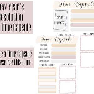 Time Capsule, New Year Resolutions Printable, Goal Planning, Resolutions , New Year Printable, Planner, Digital Downloads image 3