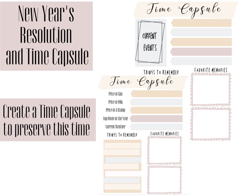 Time Capsule, New Year Resolutions Printable, Goal Planning, Resolutions , New Year Printable, Planner, Digital Downloads image 3