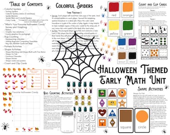 Halloween Themed Early Math Learning Unit