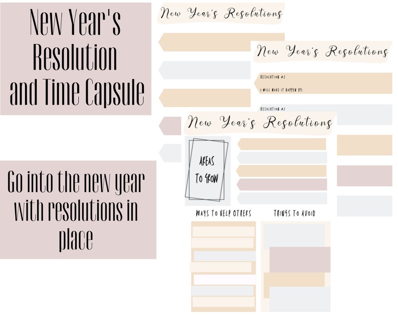 Time Capsule, New Year Resolutions Printable, Goal Planning, Resolutions , New Year Printable, Planner, Digital Downloads image 4