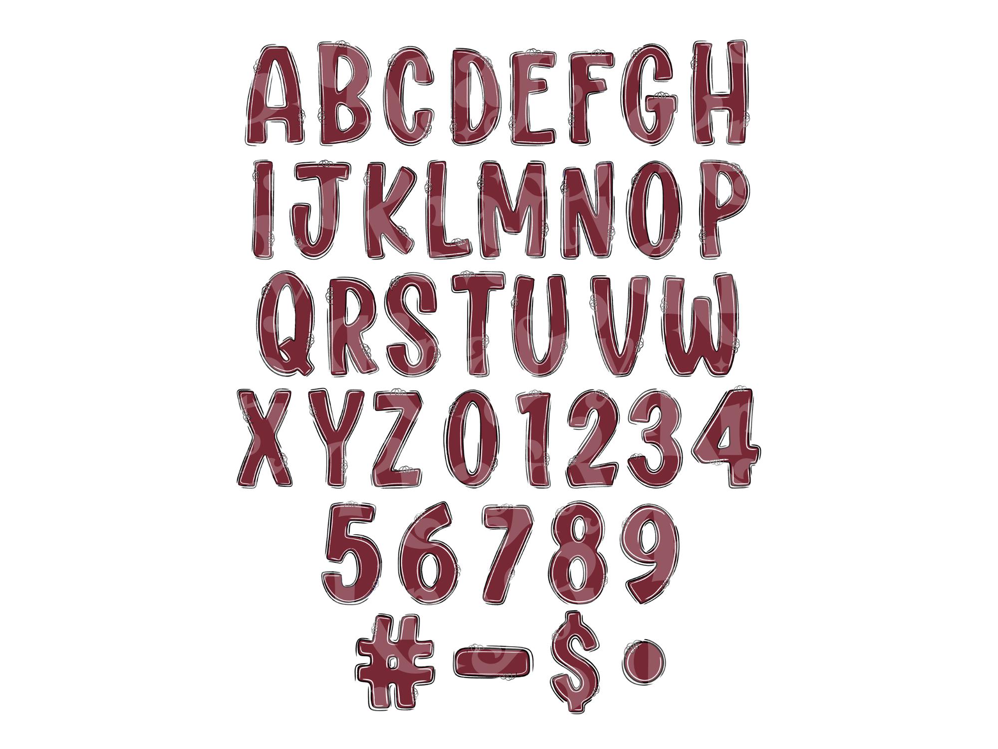 School Spirit Alphabet Clipart: Maroon Team Mascot, Football & Cheer ...