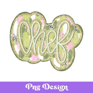 Chef-kok png, sublimatieontwerpen, DTF, beroep, gouden glitter, shirtontwerp, Dalmatische stippen, St. Patty's Day, rommelige penseelstreken