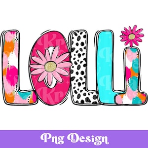 Preppy Lolli Sublimation PNG Design, Letras Doodle Brilhantes, Camiseta Dia das Mães, Vida de Mãe, DTF, Transferência de Serigrafia, POD