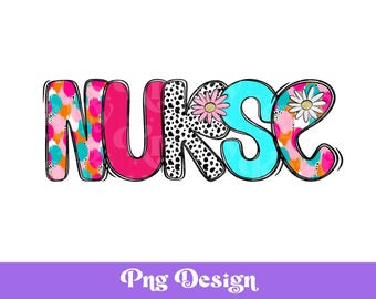 Preppy Nurse Dalmatian Dots PNG: Colorful Floral Sublimation Design