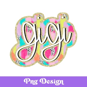 Design PNG preppy Gigi sublimation, lettres doodle lumineuses, chemise fête des mères, vie de maman, DTF, transfert d'impression d'écran, POD