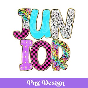 Junior png, terug naar school, sublimatieontwerpen, kleurrijk helder, luipaardprint, dalmatische stippen, retro, geruit, middelbare school, college