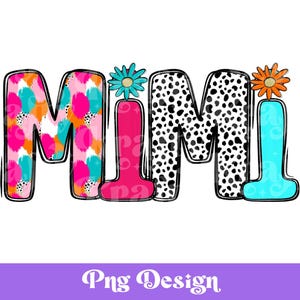 Diseño PNG de sublimación de Preppy Mimi, letras de garabatos brillantes, camiseta del Día de la Madre, vida de mamá, DTF, transferencia de serigrafía, POD