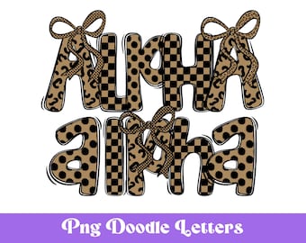 Clipart del alfabeto preppy: Letras con lazo coqueto (Descarga digital PNG)