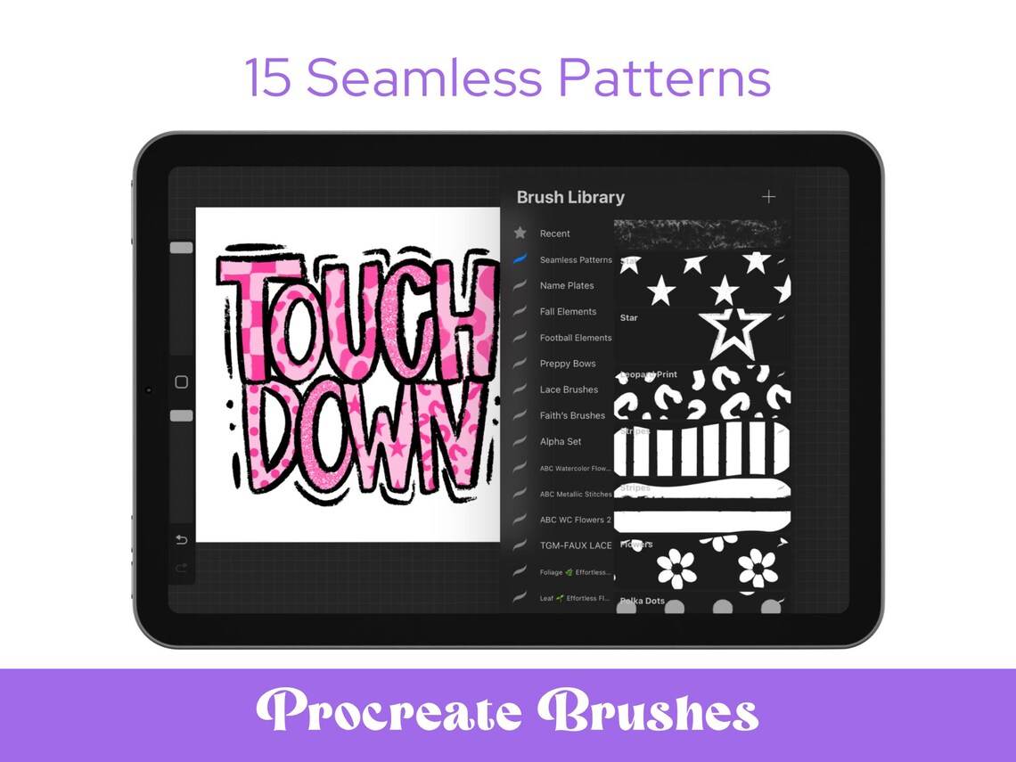 Seamless Pattern Procreate Brush Set: Gingham & Checkered - Commercial ...