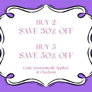 a purple and white frame with the words buy 2 save 30 % off