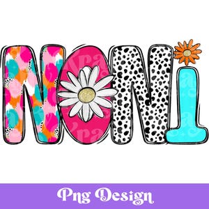 Diseño PNG de sublimación de Preppy Noni, letras de garabatos brillantes, camiseta del Día de la Madre, vida de mamá, DTF, transferencia de serigrafía, POD