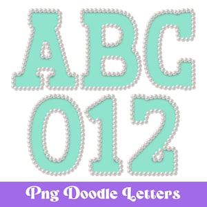 Pearl Alpha-set, doodle alfabet clipart, sublimatie brief set, handgetekende, digitaal alfabet, preppy, Grandmillennial, vrouwelijk, schattig