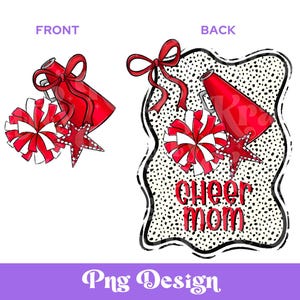 Geruite Cheer Mom PNG, shirtontwerp, POD, handgetekend, wedstrijddag, flirtstrik, bliksemschicht, sterren, megafoon, pompom, golvend frame