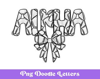 Soccer Doodle Alphabet Clipart: Bow Sublimation Letters (PNG)