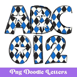 Alfasterset, doodle alfabet clipart, sublimatiebrieven, handgetekende, digitaal alfabet, schoolgeest, sport