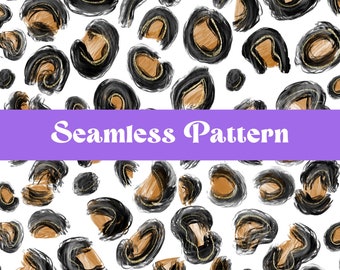Hand Drawn Cheetah Seamless Pattern, Animal Print, Instant Download, Digital Repeatable Pattern, Leopard