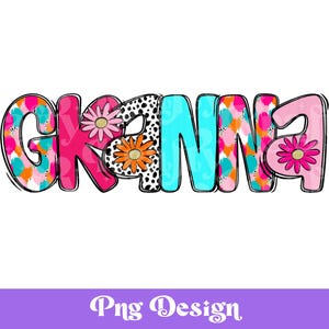 Diseño PNG de sublimación de abuela preppy, letras de garabatos brillantes, camiseta del día de la madre, vida de mamá, DTF, transferencia de serigrafía, POD