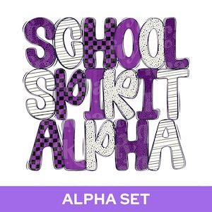 Conjunto Alfabeto com Tema Escolar, Clipart de Letras do Alfabeto: Roupas com Tema Escolar, Mascote Xadrez Roxo