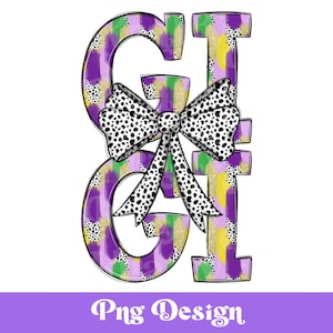 Mardi Gras PNG, dessins par sublimation, clipart Louisiane, La Nouvelle-Orléans, noeud de coquette, coups de pinceau, pois dalmates, paillettes