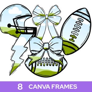 Football Canva Frame Bundle, Hand Drawn Clipart, Commercial Use, PNG Design, Sublimation, Custom, Make Your Own, Drag and Drop