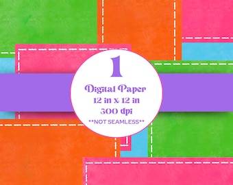 Buntes Patchwork Digitales Papier: Handgezeichneter, gequilteter Hintergrund (Instant Download)