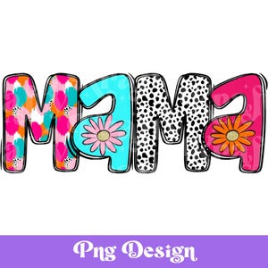 Diseño PNG de sublimación de Preppy Mama, letras de garabatos brillantes, camiseta del Día de la Madre, vida de mamá, DTF, transferencia de serigrafía, POD
