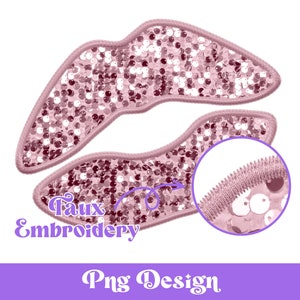 Lábios de lantejoulas com bordado falso Png, Desenhos de sublimação, Clipart de dia dos namorados, Lantejoulas falsas