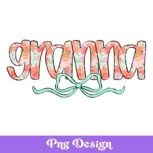 Preppy Granna PNG Design, Doodle lettres lumineuses, Sublimation, Design DTF, POD, Aquarelle florale, Dessiné à la main, Lettres à la main, Été