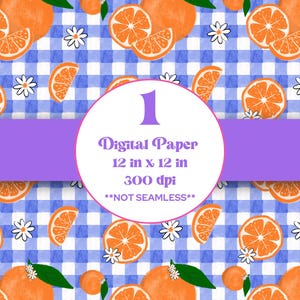 Orange Checkered Digital Paper, Hand Drawn, Background, Sublimation, Instant Download, Summer Spring, Colorful Bright, Fruit