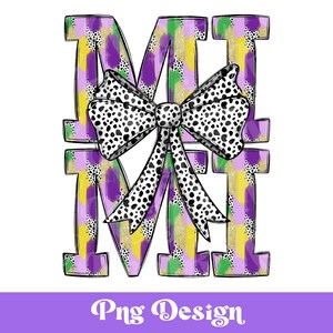 Mimi Mardi Gras PNG, dessins par sublimation, clipart Louisiane, La Nouvelle-Orléans, noeud de coquette, coups de pinceau, points dalmates, paillettes