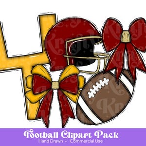 Voetbal clipart PNG-bundel, handgetekend, sublimatieontwerpen, DTF-ontwerpen, commercieel gebruik, rood en goud, schoolgeest