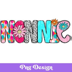 Diseño PNG de sublimación de Preppy Nonnie, letras de garabatos brillantes, camiseta del Día de la Madre, vida de mamá, DTF, transferencia de serigrafía, POD