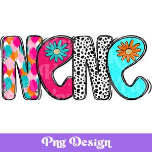 Diseño PNG de sublimación de Preppy Nene, letras de garabatos brillantes, camiseta del Día de la Madre, vida de mamá, DTF, transferencia de serigrafía, POD