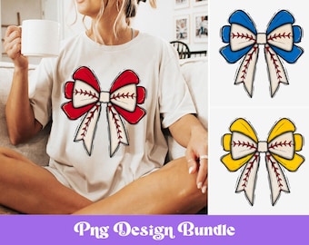 Coquette Baseball Bow PNG Bundle: Glitter Shirt Design (Digital Download)
